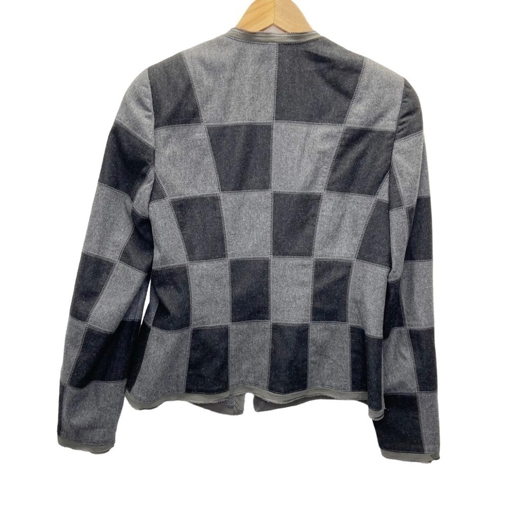 Basler Womens Check Buffalo Plaid Gray Black Wool Blazer Lined Jacket 38 US 8-10 - Picture 2 of 10